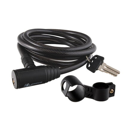 Cerradura LONGUS CLASSIC 10/1800mm espiral + soporte negro