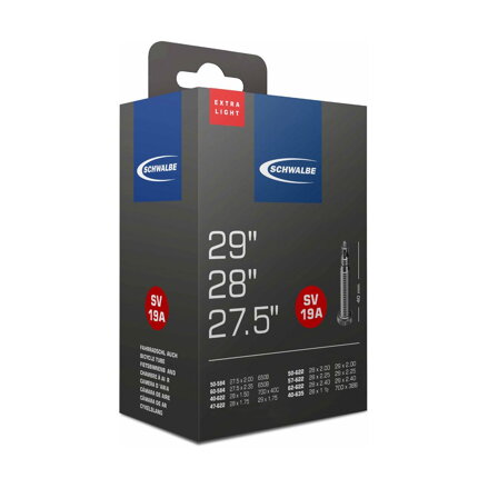 SCHWALBE Cámara de aire SV19A 27.5x2.00/2.35 29x1.75/2.40 40mm (40/62-584/635) 140g exlight