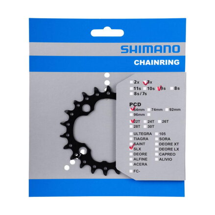 Engranaje SHIMANO 22z. FC-M660/617 SLX/Deore 10 uds. negro 64mm