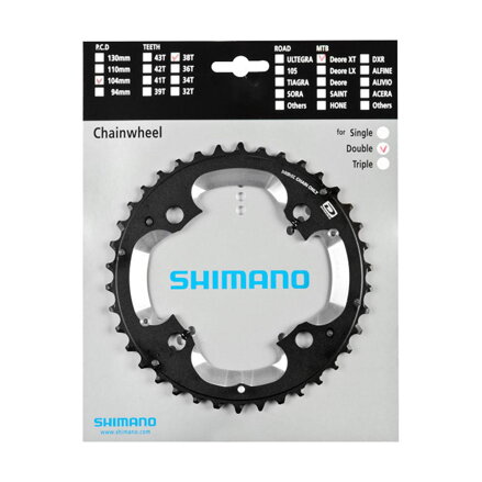 Engranaje SHIMANO 38z. FC-M785 XT 38/26z. negro 104mm