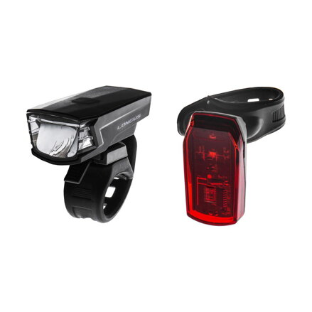 LONGUS Juego de luces SINGLE 1+1LED 2f/2f USB/bat negro