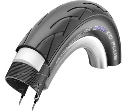 SCHWALBE Neumático KID PLUS (47-203) 12x1.75 Active 50EPI PunctureGuard 350g Negro