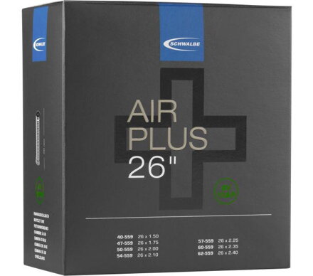 SCHWALBE Cámara de aire AIR PLUS AV13AP 26x1.50/2.50 AV(40/62-559) 40mm 290g
