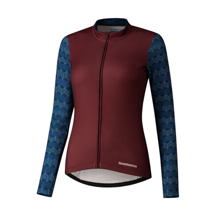 SHIMANO Maillot mujer KAEDE PRINTED LONG burdeos/azul marino