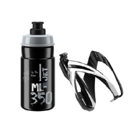 ELITE Juego de biberones con cesta CEO logotipo gris-negro, 350 ml