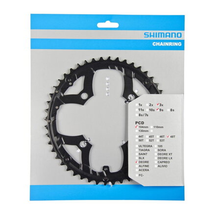 Caja de cambios SHIMANO 48z. FC-M590/FC-M591 9 piezas. negro 104mm
