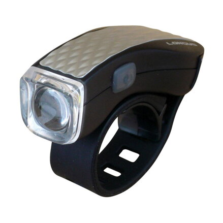 Luz delantera 1x3 LED blanca, 3f + batería, negra