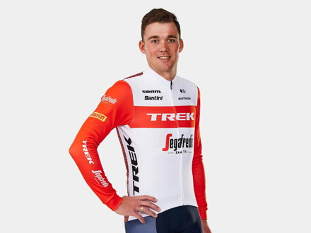 Maillot Bontrager Santini Trek-Segafredo Team Replica manga larga blanco rojo