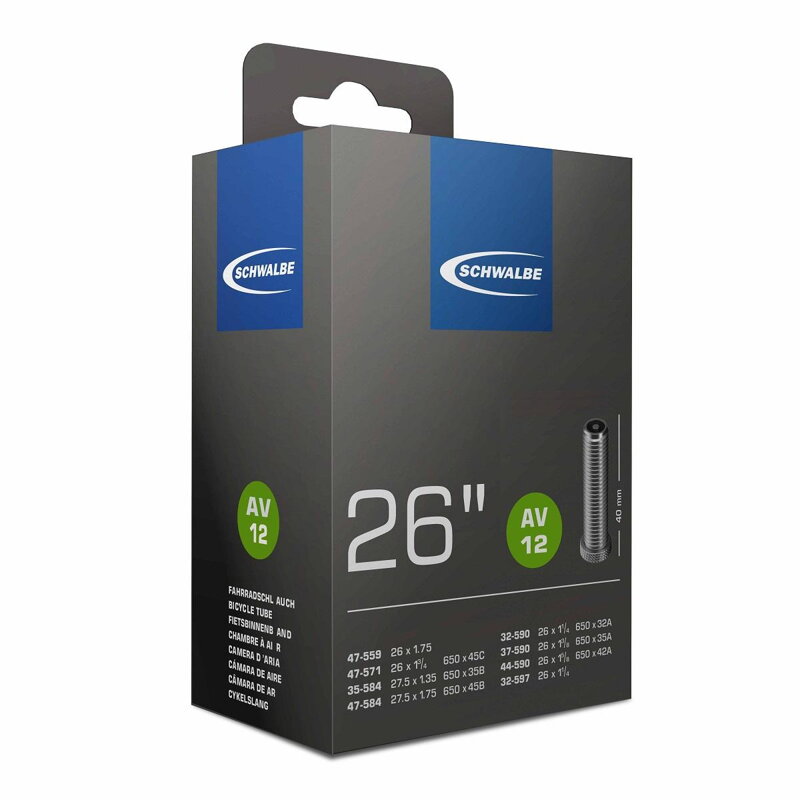 Núcleo SCHWALBE AV12 26x1 1/8-1.75 40mm (32/47-559/597) 140g Núcleo SCHWALBE AV12 26x1 1/8-1.75 40mm (32/47-559/597) 140g