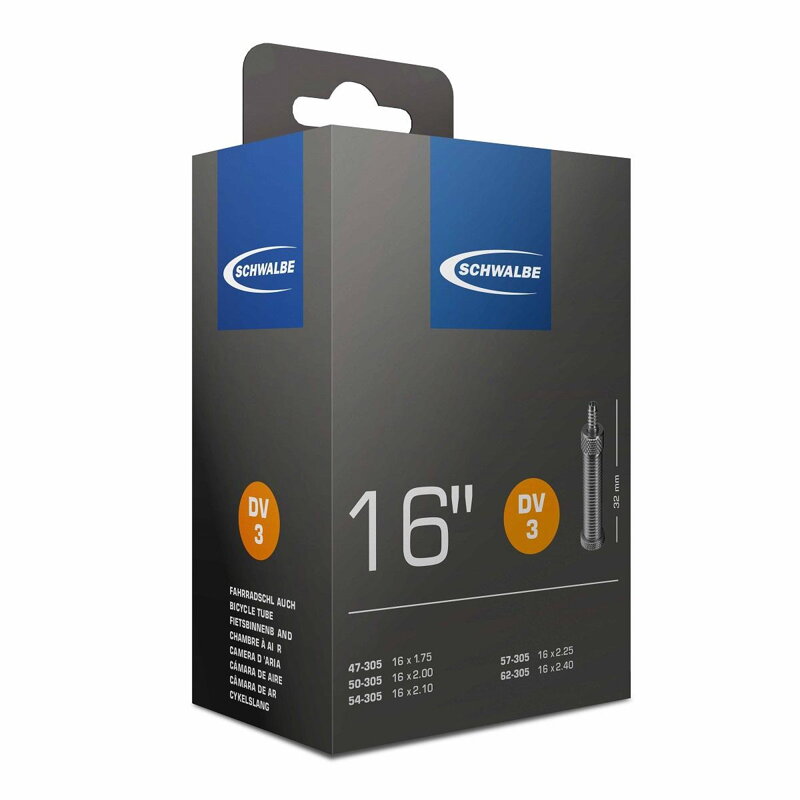 SCHWALBE Cámara de aire DV3 16 47/62-305 EK 32mm 115g